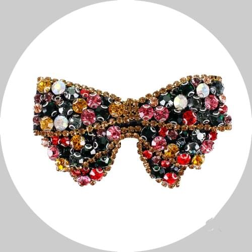 1 pcs 3D Bow Handmade Rhinestone Patches DIY Sew On Parches For Clothing Embroidery Applique Collar decoration