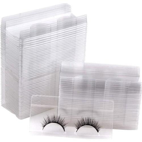 100/pack Wholesale Plastic Clear Lash Tray Mink Lashes Package Holder Eyelashes Trays Eyelash Packaging Box Cases Bulk Vendors