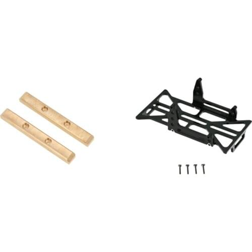 2Pcs Brass Boulder Bars Rock Rails For 1/24 Axial SCX24 AXI90081 AXI00001 & 1Set Metal Battery Tray Holder