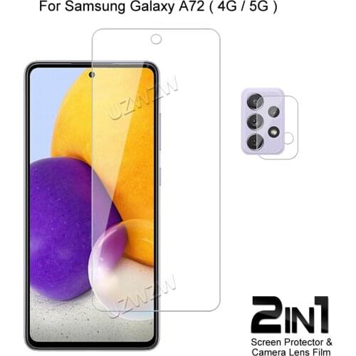 2 in 1 For Samsung Galaxy A72 ( 5G / 4G ) Camera Lens Film & Screen Protector Guard Protective HD Tempered Glass