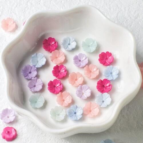 30pcs Multi-color mixed 8mm mini Five petal flower Nail rhinestones Decoration accessories diy Art Supplies