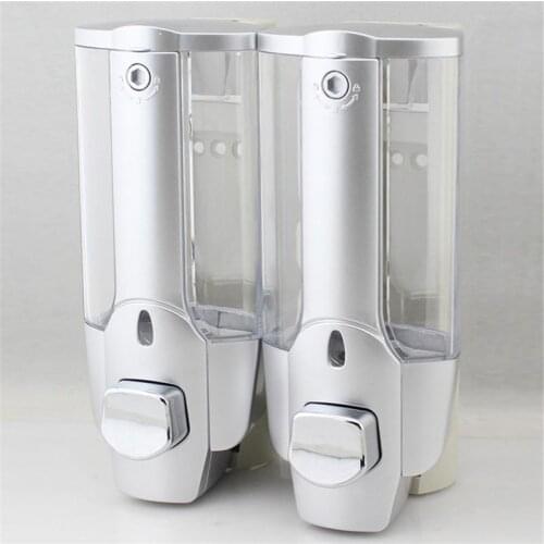 350ml Liquid Soap Dispenser Wall Mount Plastic Detergent Shampoo Dispensers Double Hand Kitchen Soap Bottle Bathroom Accessories