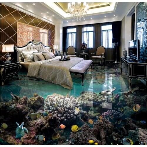 European The underwater world 3D Flooring Wallpaper For Walls 3 D Living room 3D Floor Tiles Self adhesive Wallpaper