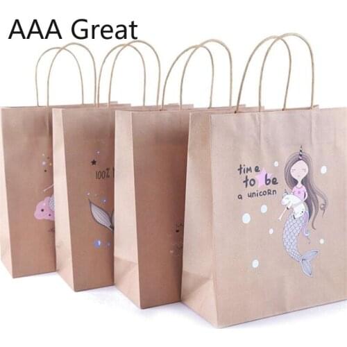 48Pcs/Lot Gift Bags With Handles Multi-Function Paper Bags Recyclable Environmental Protection Bag Wedding Birthday Party Pouch