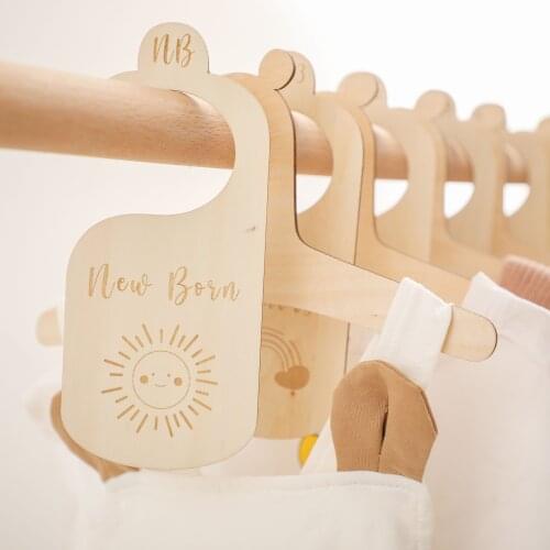 5/7 Pc 24 Months Nursery Infant Wardrobe Divider Rainbow Baby Closet Dividers Wood Milestone Nursery Closet Clothes Organizers