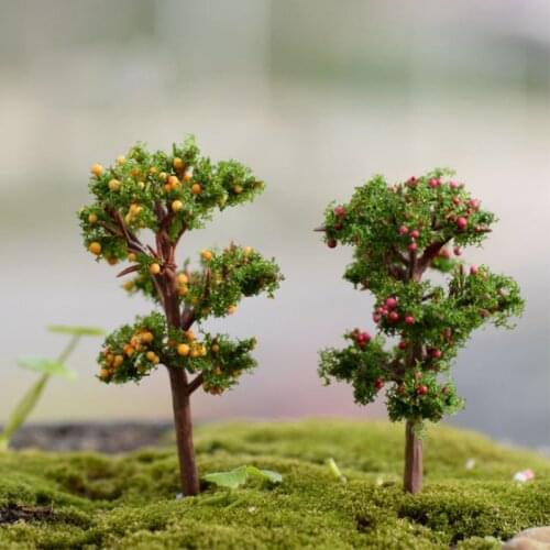 8 Types Mini Miniature Garden Ornament Miniature Resin Tree Figurine Craft Plant Pot Fairy Garden Decor Supply