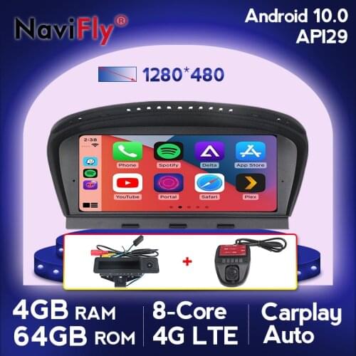 NaviFly Android10 4G RAM 64G ROM car radio multimedia player for BMW 5 Series E60 E61 E63 E64 E90 E91 E92 gps navigation 12.3inc
