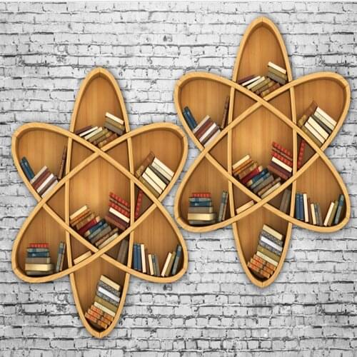 Dropshipping Colomac Nordic Wallpaper Creative Wooden Art Bookshelf Bookcase Wallpaper Bedroom Photo Wall Mural Papier Peint
