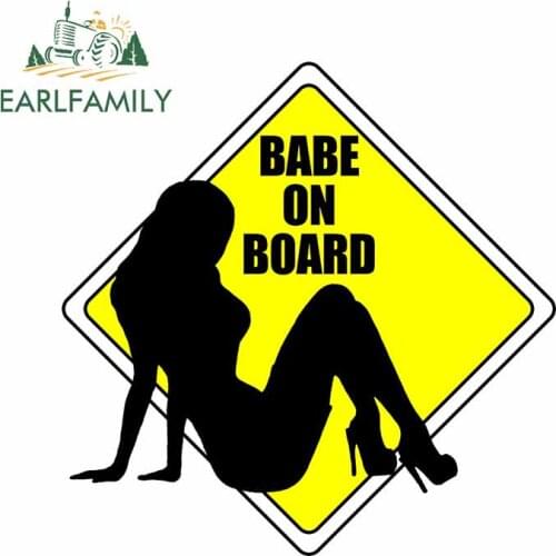 EARLFAMILY 13cm x 12.6cm for Babe on Board Modern Girl Car Sticker Scratch-Proof Anime Decal for Motorcycle Windows Surfboard