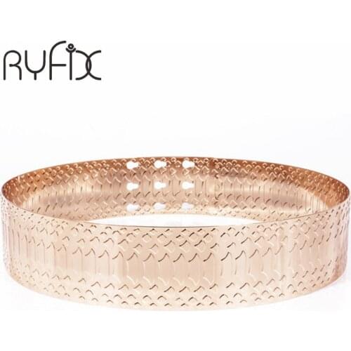 2021 Hot Sale Special Offer Western Ultra Wide Metal Belt Ladies Fashion Exaggerated Iron Mirror Aureate Small Act The Role Bl57