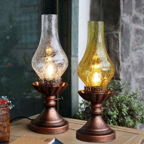 Art Kerosene Lamp Classic Glass Lantern American Style Old Fashion Retro Nostalgic Vintage Table Lamp For Fireplace Decorate