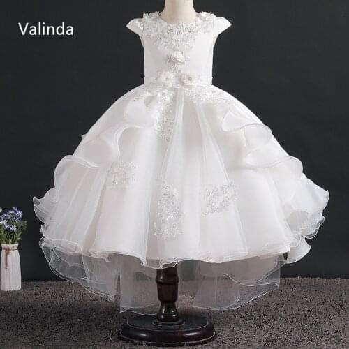 Cap Sleeves Girl Pageant Dresses with Beads Ball Gown Birthday Kids Couture