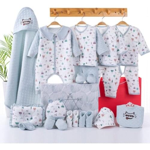 21pcs Newborn Clothes Set Winter Thick New Born Baby Girl Boy Clothes Cotton Cartoon Newborn Set Infant Outfit Baby Gift No Box