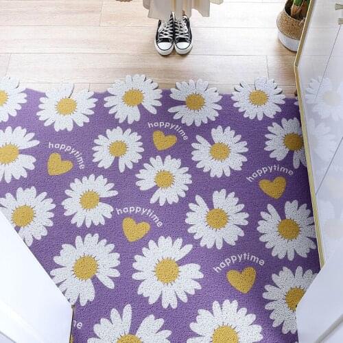 Flower Pattern PVC Door Mat Carpet Bath Mat Living Room Mat Kitchen Mat Anti-slip Cuttable Mat Carpet Home Custom Front Door Mat