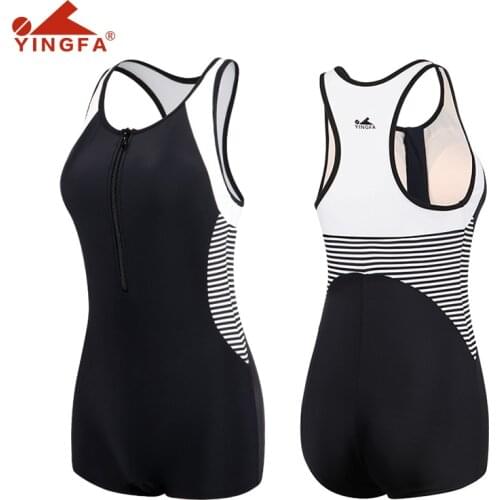 Yingfa Swimsuit One-Piece Boxer Professional Swimwear plus Size Conservative Hot Spring Bathing Suit Women