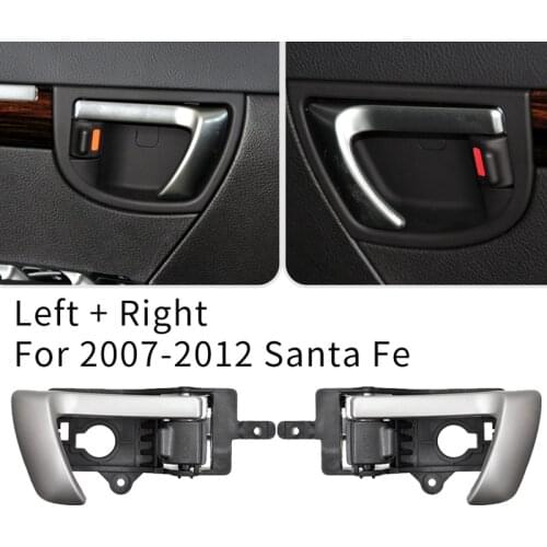 Left + Right Side Interior Inner Door Handle for 2007-2012 Hyundai Santa Fe W/ Black Knob 82610-2B010 82620-2B010