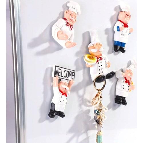 Magnetic Refrigerator Stick Cartoon Character Chef Refrigerator Fridge Magnet Creative 3D Character Lovely Decoration Collection