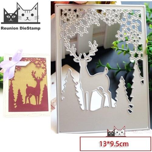 Reunion METAL CUTTING DIES Christmas deer Fawn background Cut Die Scrapbook Paper Craft Album Card Art Cutter Punch Stencils