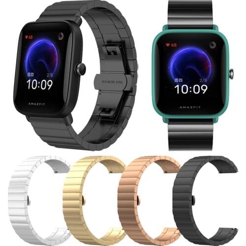Metal butterfly buckle Band For Amazfit Bip U Bip S Lite Strap Watchband For Xiaomi Huami Amazfit GTS 2 Stainless Steel Bracelet