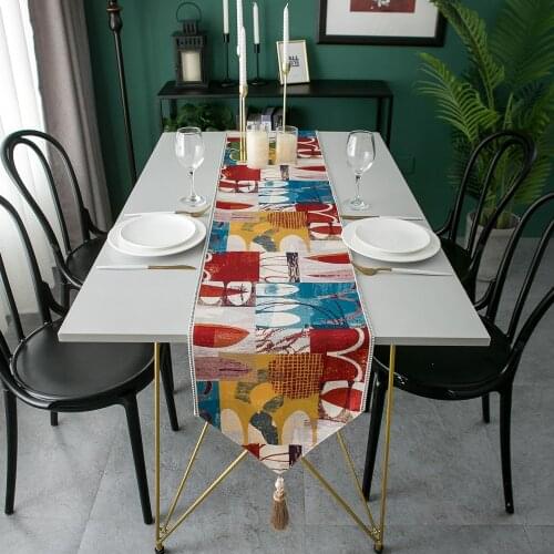 Table Runner European Jacquard Geometric Hotel Dining Decoration Table Cloth Tablecloth Coffee Table Bed Runner Green Tablewear