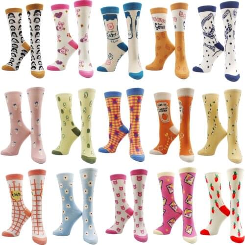 Korean street fashion Harajuku woman socks cartoon animal cherry chrysanthemum strawberry avocado socks sweet cute girl socks