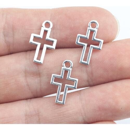 20 Pieces 10*18mm Alloy Antique Silver Color Cross Wicca Charms Necklace Bracelet Pendant Accessory For DIY Jewelry Making
