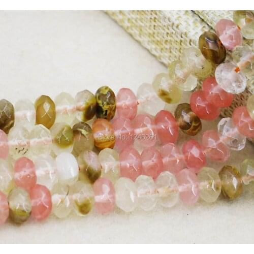 5X8mm Multicolor Watermelon Tourmaline Abacus Beads Ornaments Crafts Loose Beads Fitting Female Stone Faceted Gem Jewelry Making