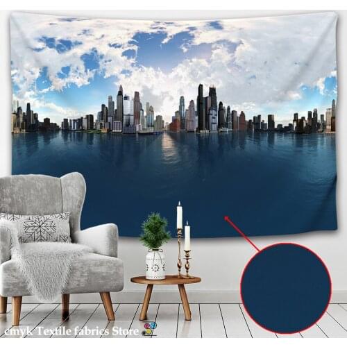 River Surface Urban Landscape Tapestry Tall Buildings Rivers Through The City Modern Art Wall Hanging