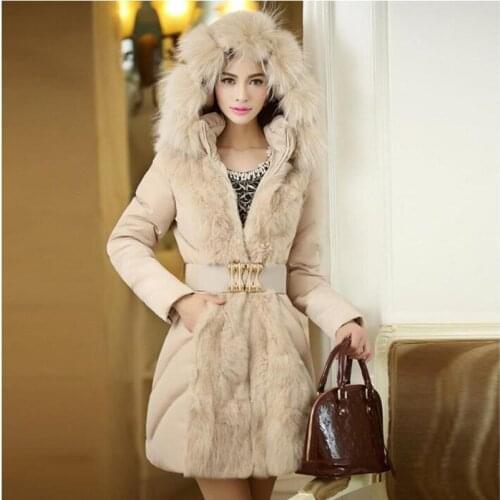 Luxury Style Coat Fashion Womens Overcoat Winter Cotton Coats Comfortable Warm Leather Collar Coat Fur Collar Hooded Overcoat