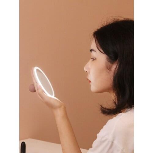 Handheld Mirror Portable Mirror Childrens Charging Portable LED Fill Light Mirror Makeup Mirror with Light Small Folding