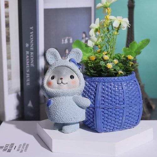 Cute Cartoon Rabbit Statue Fleshy Resin Flowerpot Simple Creative Green Plant Living Room Home Decoration Decoration Flowerpot