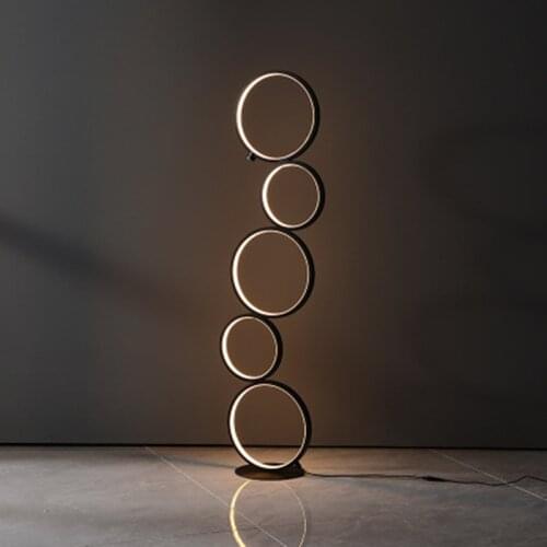 Modern Nordic Simple Line Floor Lamps Creative Design Five-Ring Floor Lights for Living Room Bedroom Foyer Cafe Study Kids Room