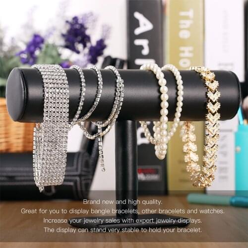 2021 Black Velvet T-Bar Rack Jewelry Hard Display Stand Holder Bracelet Chain Watch Jewelry Organizer Hard Display Stand