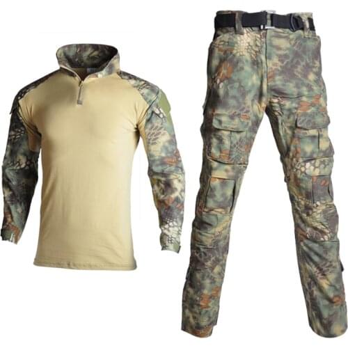 Tactical Airsoft Camouflage Military Uniform Clothes Suit Men Clothes Airsoft Military Combat Shirt + Cargo Pants With Knee Pads
