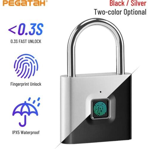 Fingerprint Smart lock Keyless USB Rechargeable Door Lock Security safe Quick Unlock lock with fingerprint Padlock
