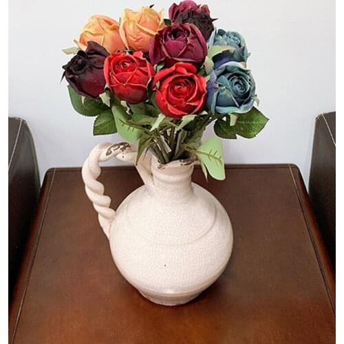 10pcs autumn vibe small bud roses artificial flower silk rose DIY wedding home Christmas decor flowers rose gift