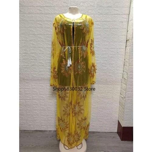 2020 New African Design Bazin Long Stick Diamond Short Sleeve High Collar Dashiki Dress For Lady