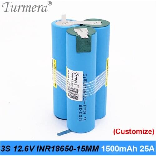 1500mah Battery Pack 3S 12.6V 4S 16.8V 5S 18V INR18650-15MM 1500mah 25A Discharge Current for shura screwdriver battery pack MA
