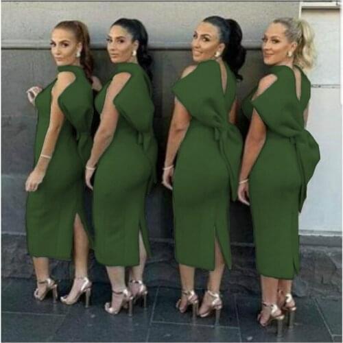 White Dress Party with Back Big Bowtie Sexy Women Vestido Sleeveless Bridesmaids Gown Club Bodycon Event BC291