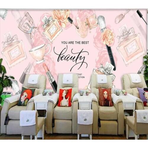 Beibehang Custom large mural fashion salon beauty makeup shop decoration 3D studio background wallpaper Papel de parede