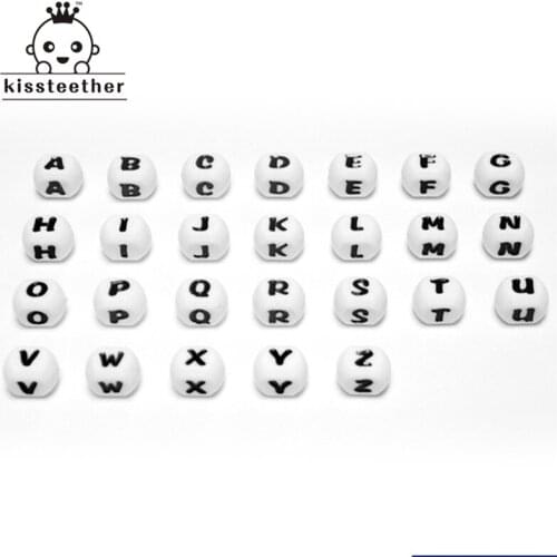 Baby Teether Silicone Toy Letters Silicone Beads Safe Food Grade Nursing Chewing Silicone Bead Necklace DIY Bracelet Accessories