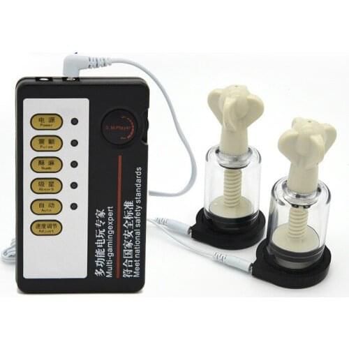 1pcs Electric Digital TENS/EMS Massager with 1pair Rotating Handle Vacuum Cans Acupuncture massage Cupping Nipple Enlarger