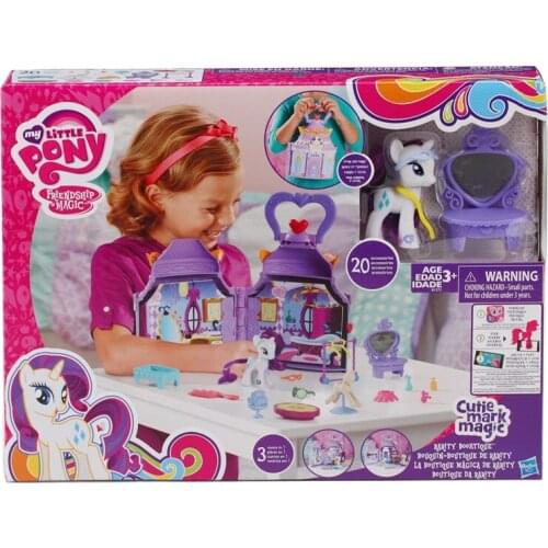 Hasbro My Little Pony Action Figure Toys Rarity Bookstore Doll House Suit Cute Anime Figures Girls Toys Children Christmas Gift