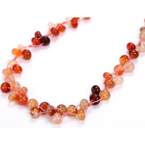 FYJS Unique Handmade Weave Carnelian Pendant Long Beads Chain Necklace for Elegant Women Jewelry