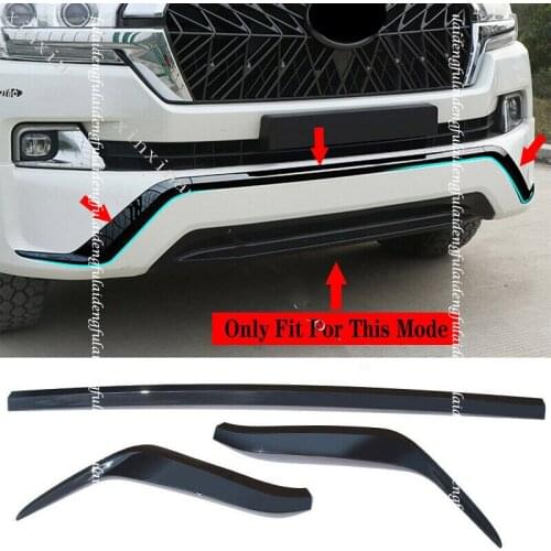 Glossy Black Front Bumper Lip Molding Strips Trim For Toyota Land Cruiser LC200 2016-2020 Car Accessories