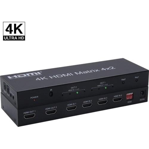 4Kx2K HDMI Matrix 4x2 + Audio Extractor HDMI Switch Splitter Converter Adapter with Remote Control 4 In 2 Out 4K 1080p HDTV DVD