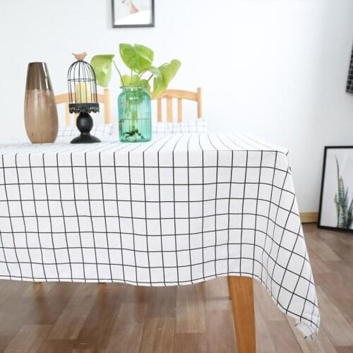 The Nordic Cotton Tablecloth Simple Black-and-White Checkered Table Cloth cha ji bu Tablecloth Modern Japanese Factory Direct