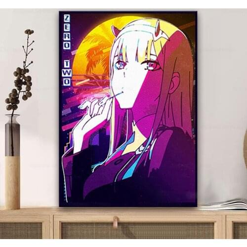 Canvas Anime ZERO TWO 02 RETRO Pictures Home Decoration Paintings Poster HD Prints Wall Art Modular Living Room Decor