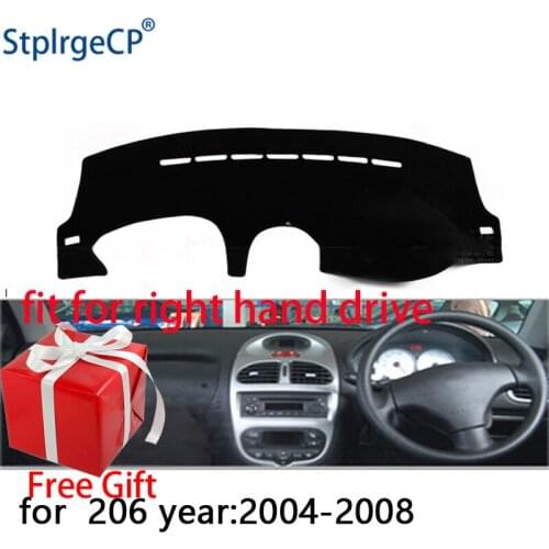 Car Dashboard Cover Mat for Peugeot 206 2004-2008 Right Hand Drive Dashmat Pad Dash Mat Covers Dashboard Accessories