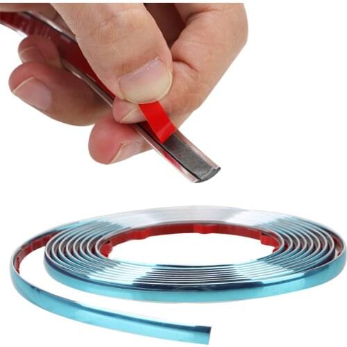 LEEPEE Silver Self Adhesive Side Door Chrome Strip Styling Mouldings Car Rearview Mirror Bumper Protector Tape